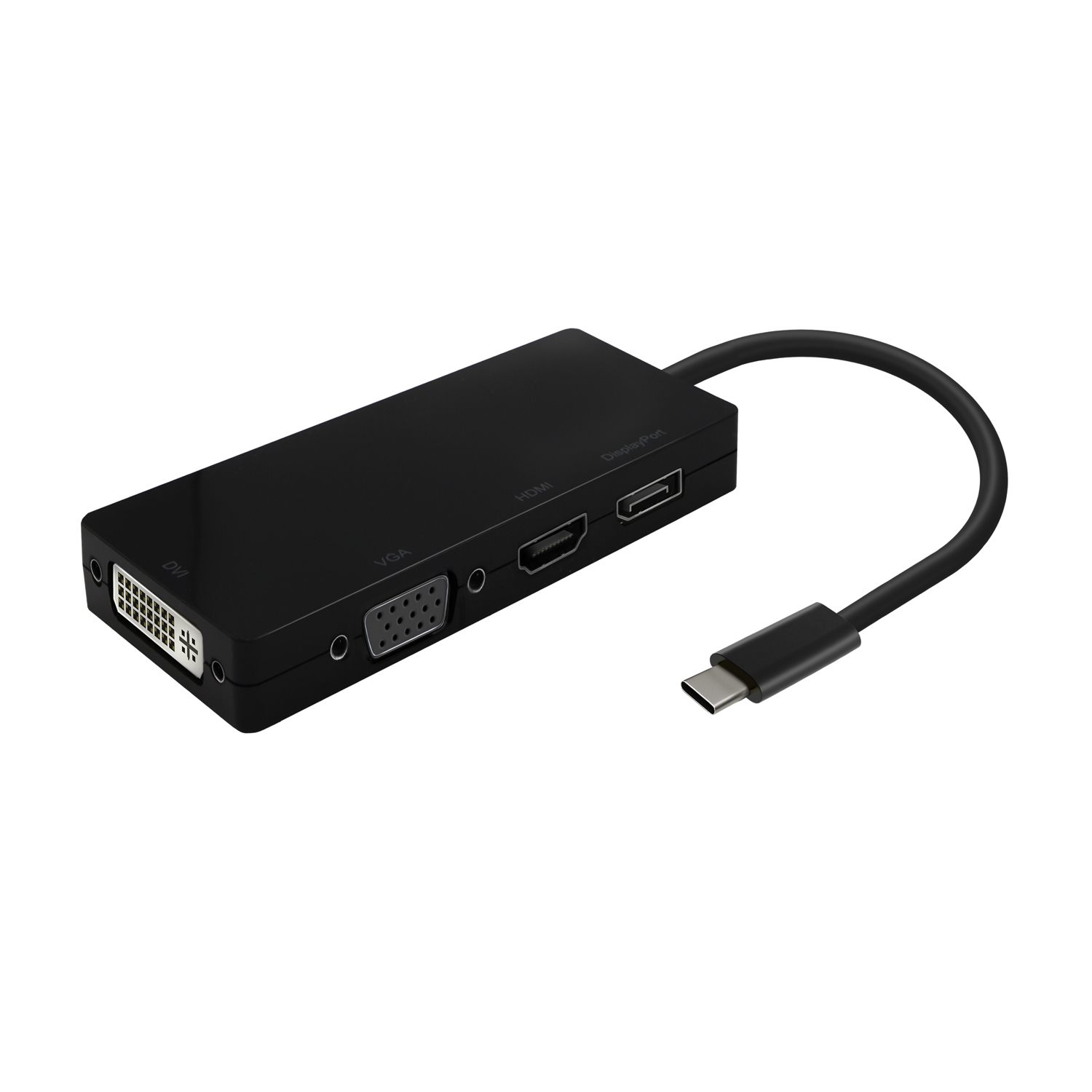 Conversor USB Tipo-C Aisens A109-0679/ HDMI Hembra - Vga Hembra - Dvi Hembra - DisplayPort Hembra/ 15 Cm/ Negro