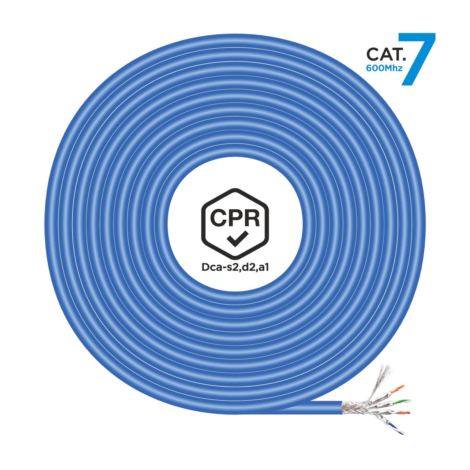 Bobina De Cable Rj45 Sftp Awg23 Lszh Cpr Dca Aisens A146-0664 Cat.7/ 100M/ Azul