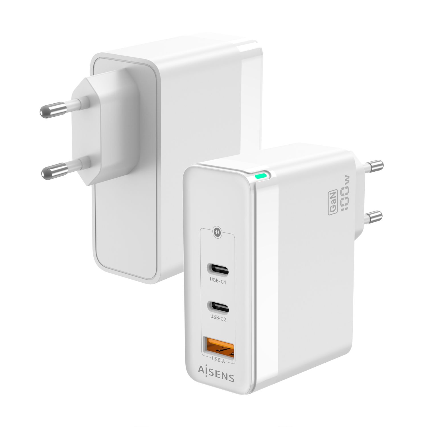 Cargador De Pared Gan Aisens Asch-100W3p008-W/ 2Xusb Tipo-C/ 1X USB/ 100 W