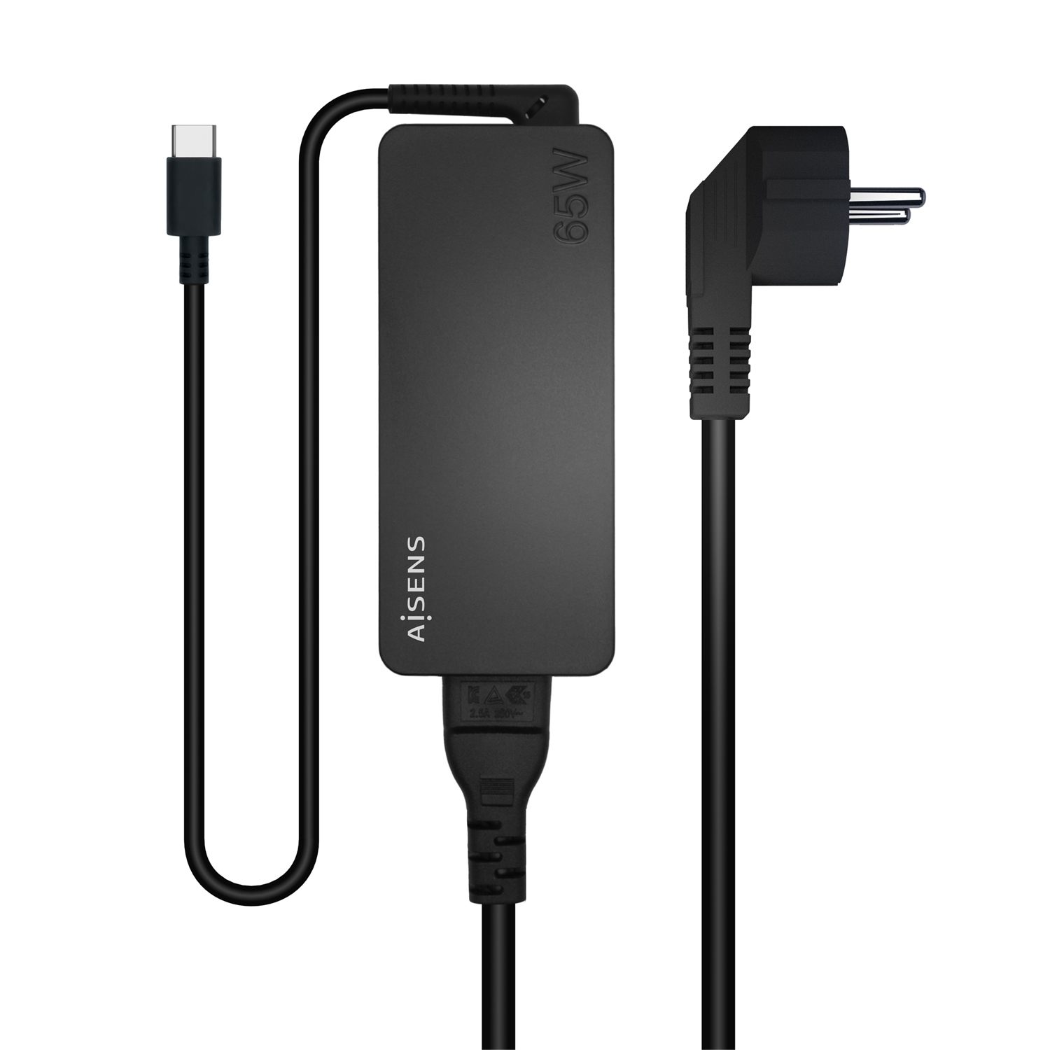 Cargador De Portátil Aisens Asch-1Pd65d-Bk/ 1Xusb Tipo-C/ 65 W/ Automatico/ Voltaje 5-20V