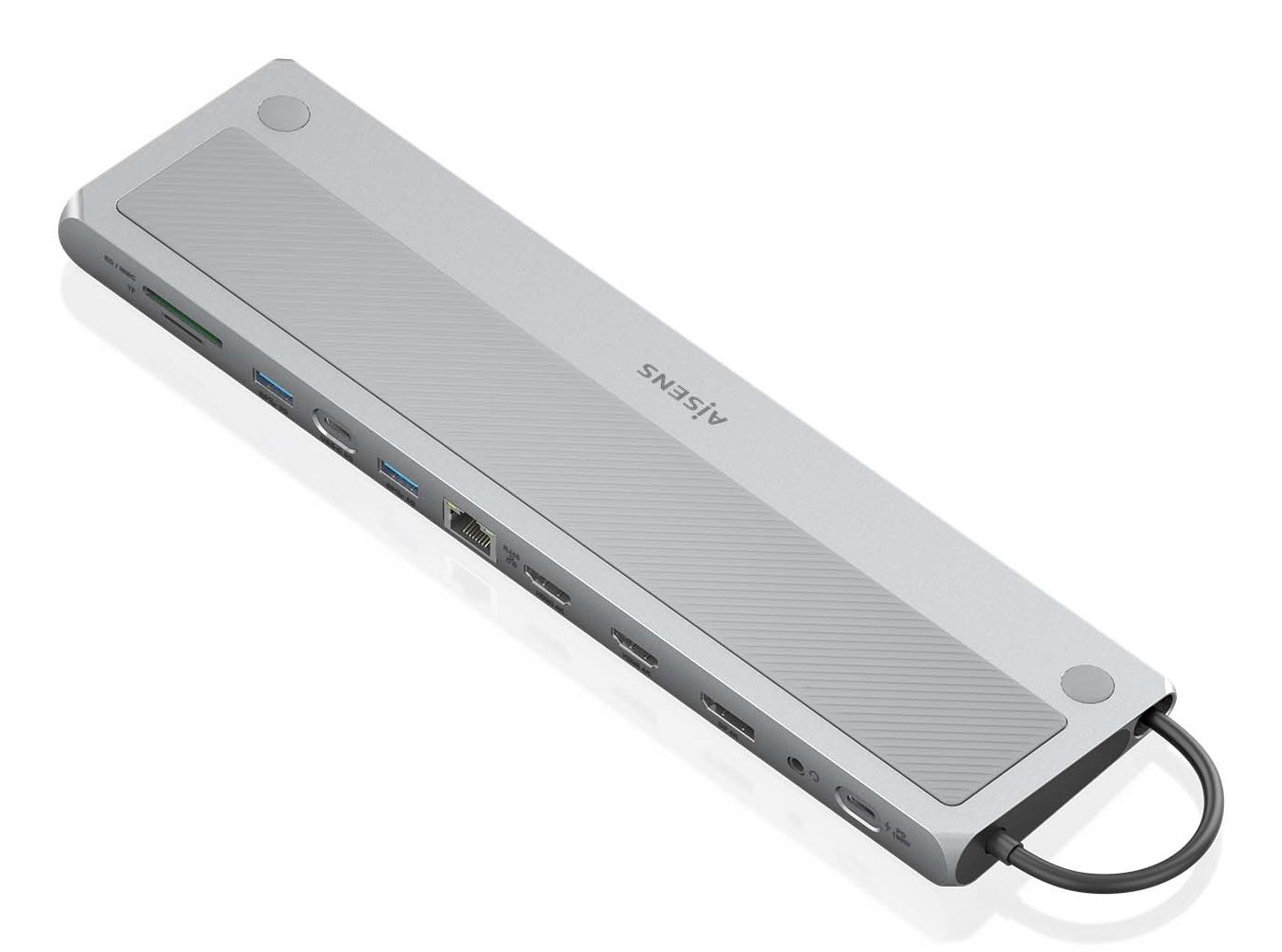 Docking USB Tipo-C Aisens Asuc-12P020-Gr/ 2Xhdmi 4K/ 3Xusb/ 1Xusb Tipo-C/ 1Xrj45/ 1Xdisplayport/ 1Xlector Tarjetas/ 1Xusb Tipo-C Pd/ Gris