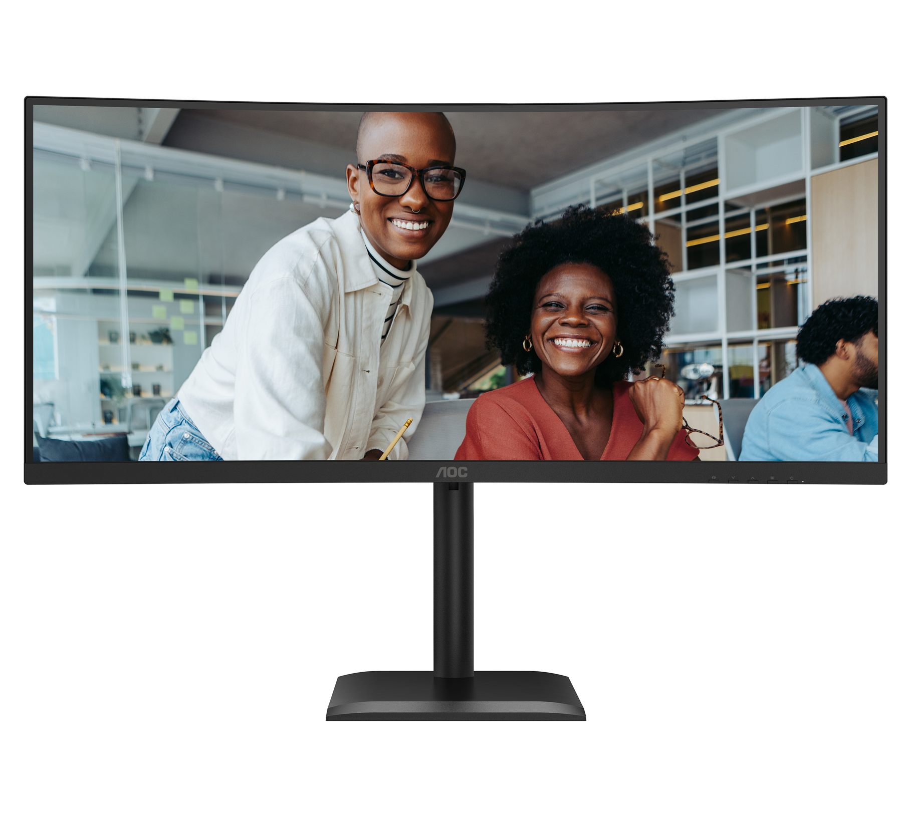 Monitor Profesional Ultrapanorámico Curvo Aoc Cu34e4cv 34"/ WQHD/ Multimedia/ Regulable En Altura/ Negro