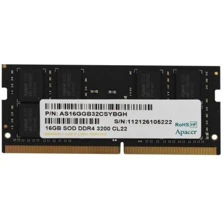 Memoria RAM Apacer Es.16G21.Gsh 16 GB/ DDR4/ 3200 MHz/ 1.2V/ Cl22/ Sodimm