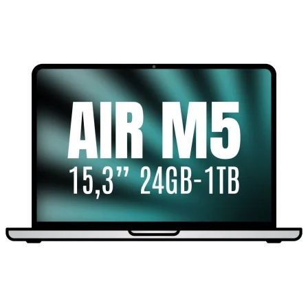 Apple Macbook Air 15,3"/ M5 10-Core CPU/ 24 GB/ 1 TB SSD/ 10-Core GPU/ Plata