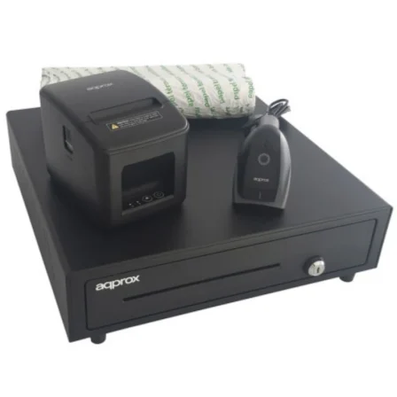Pack Approx Apppospack4180lan-2D Cajón Portamonedas/ Impresora Térmica/ Lector De Códigos Y Rollos Térmicos