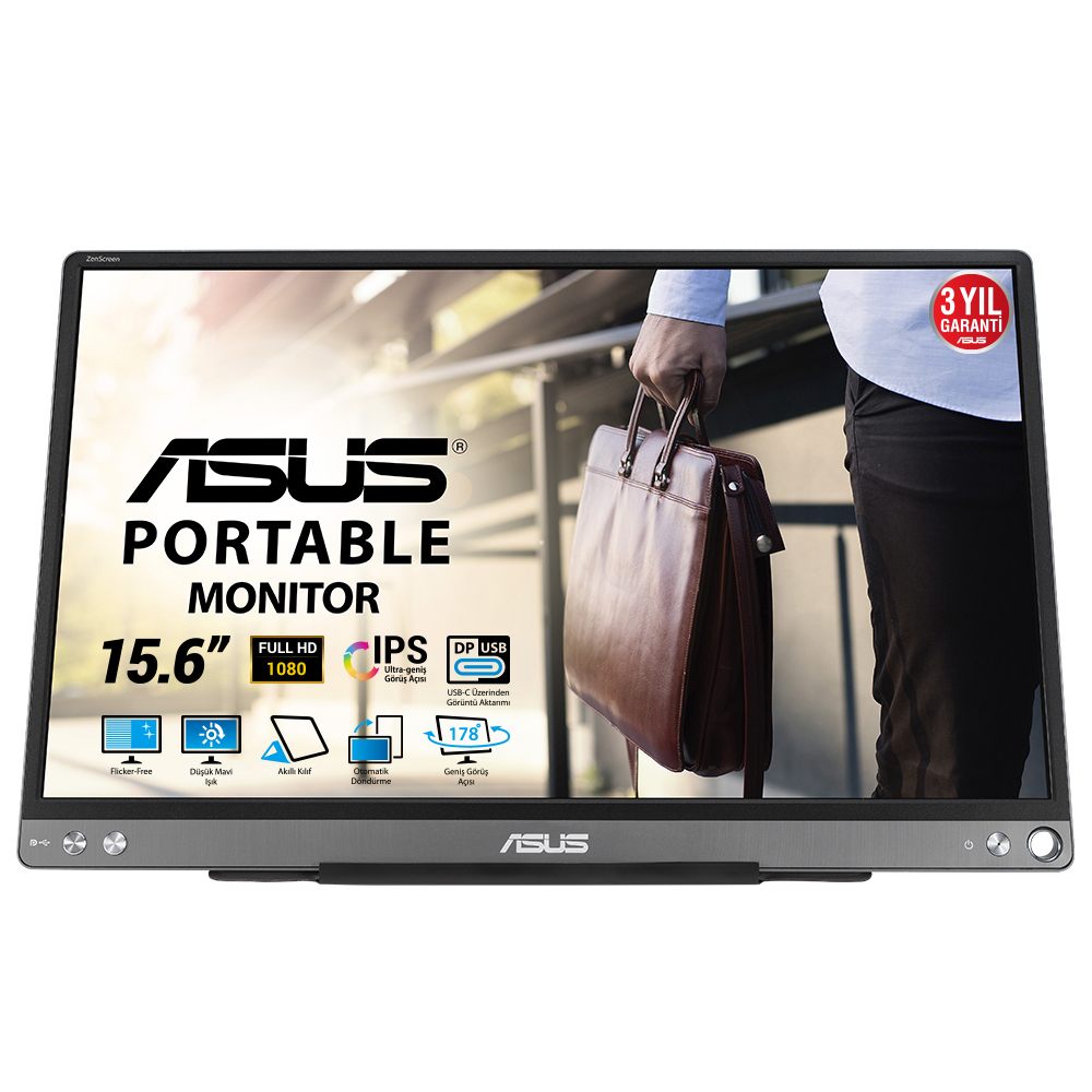 Monitor Portátil Asus Zenscreen Mb16ace 15,6"/ Full HD/ Plata Y Negro