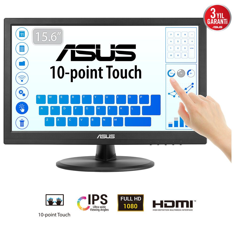 Monitor Profesional Táctil Asus Vt169he 15,6"/ Full HD/ Negro