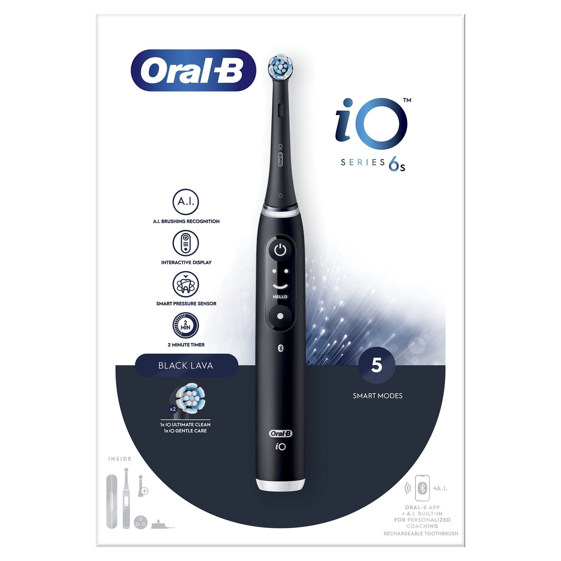 Cepillo Dental Braun Oral-B Io 6/ Incluye 2 Recambios/ Negro