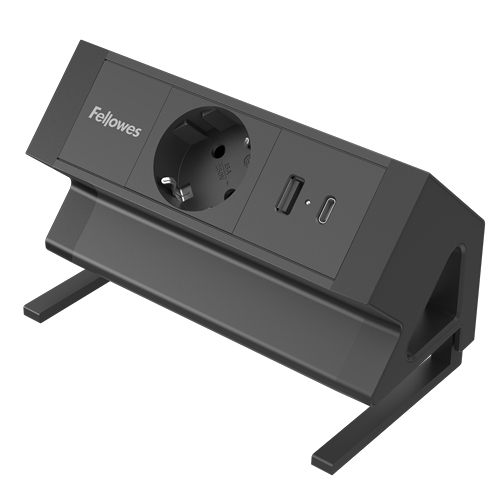 Regleta Sobremesa Fellowes 100137172/ 1 Tomas De Corriente/ 1 USB - 1 USB Tipo-C/ Cable 2M/ Negra