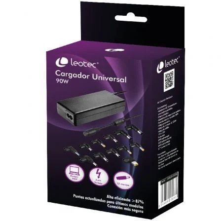 Cargador De Portátil Leotec Home/ 90W/ Automático/ 12 Conectores/ Voltaje 15-20V