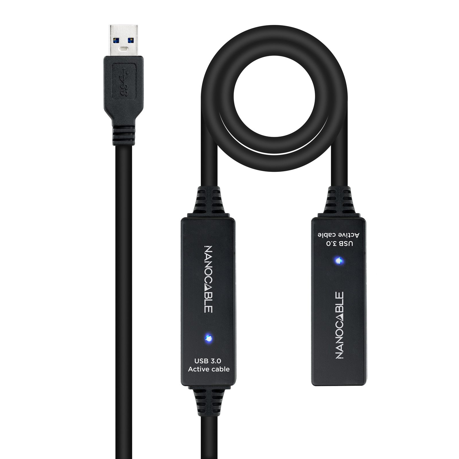 Cable Alargador Amplificador USB 3.0 Nanocable 10.01.0312/ USB Macho - USB Hembra/ 10M/ Negro
