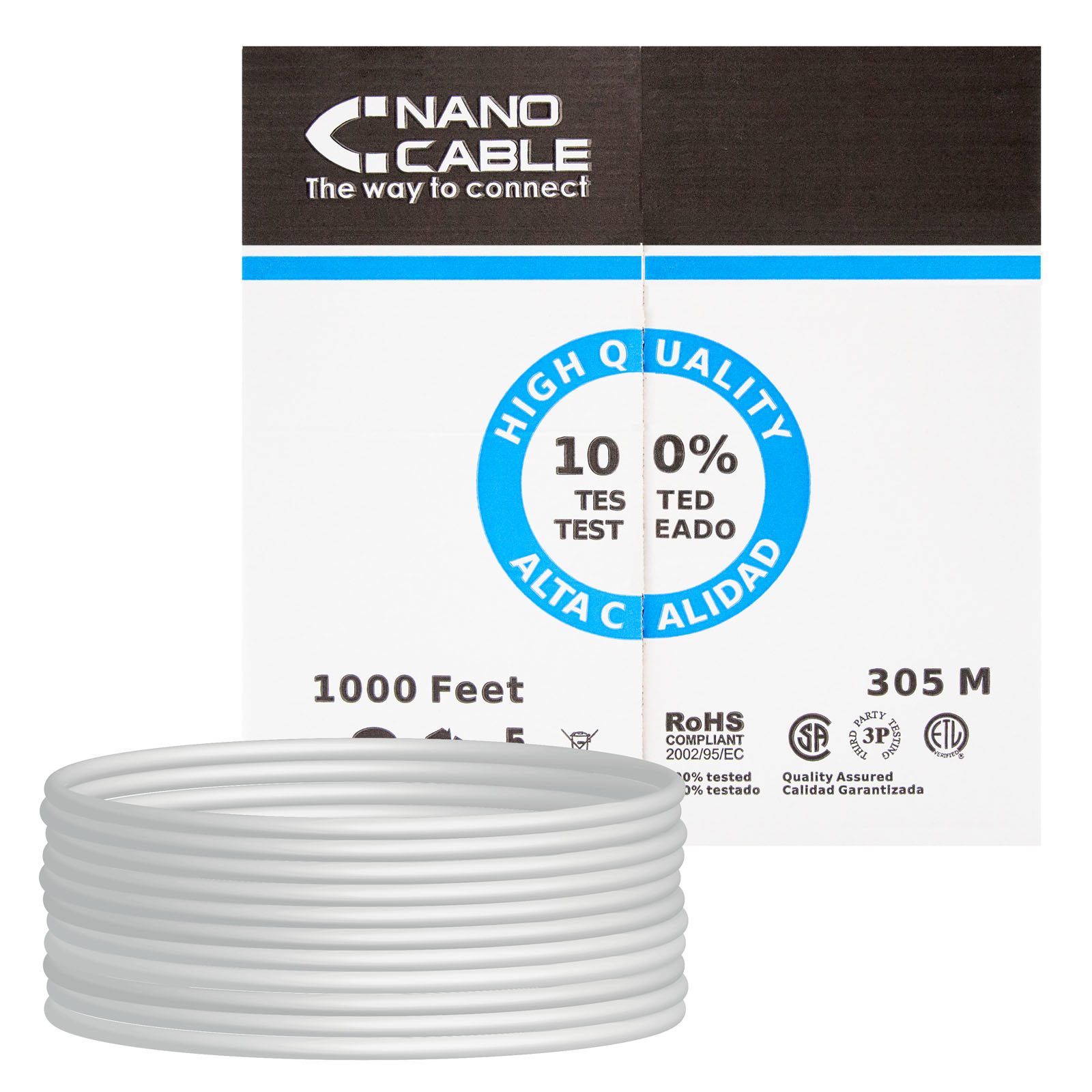 Bobina De Cable Rj45 Utp Nanocable 10.20.0304 Cat.5E/ 305M/ Gris