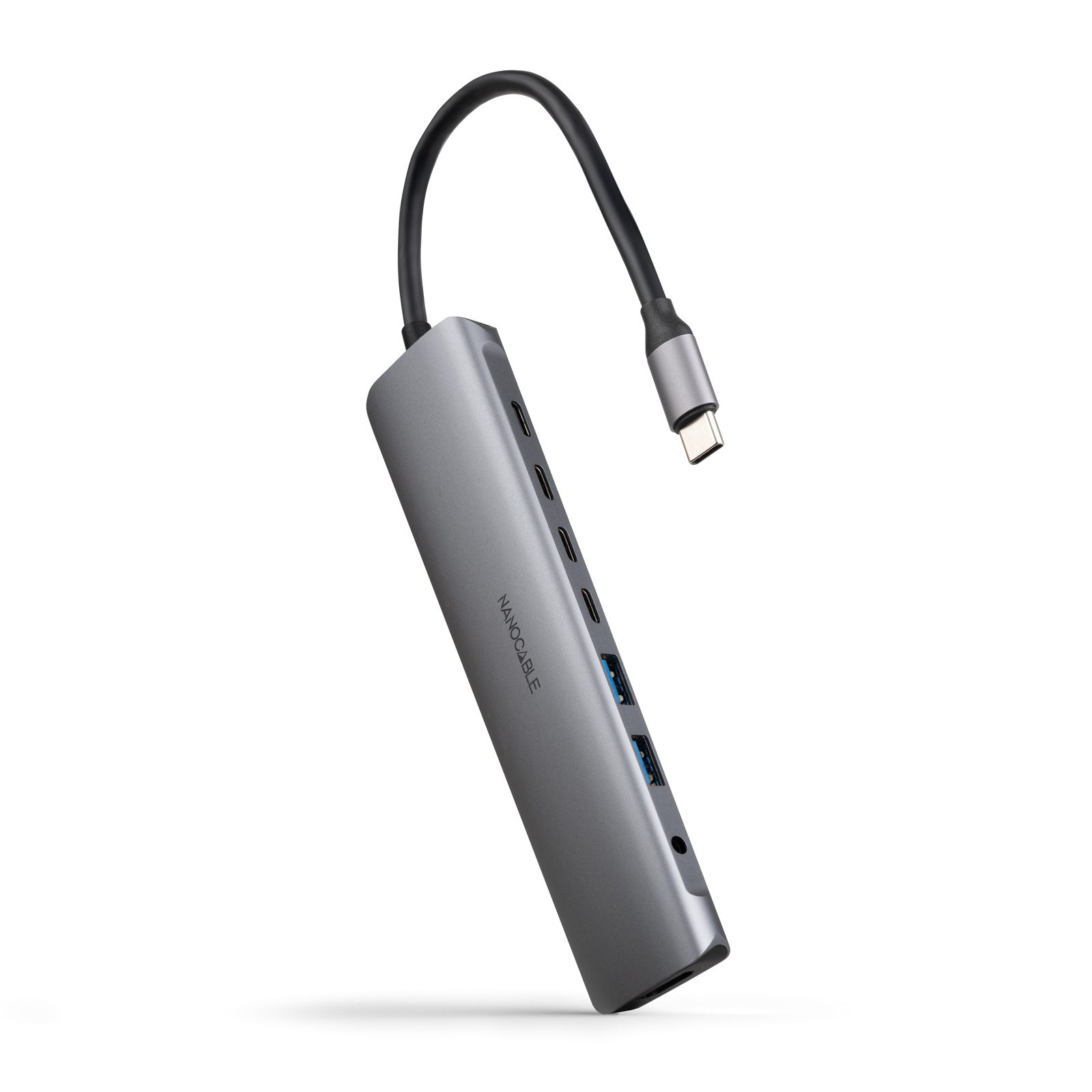 Docking Tipo-C Nanocable 10.16.4608/ 2Xusb/ 3Xusb Tipo-C/ 1Xhdmi 4K/ 1Xjack 3.5/ 1Xusb Tipo-C Pd/ Gris