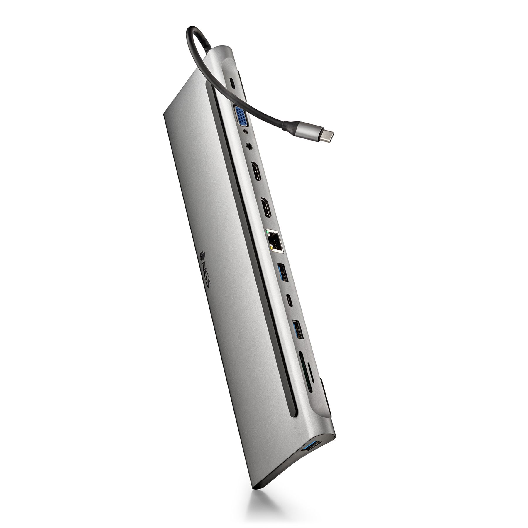 Docking USB Tipo-C Ngs Wonderdock12/ 3Xusb/ 2Xhdmi 4K/ 1Xvga/ 1Xrj45/ 1Xlector De Tarjetas/ 1Xjack 3.5/ 1Xusb Tipo-C Pd/ Gris