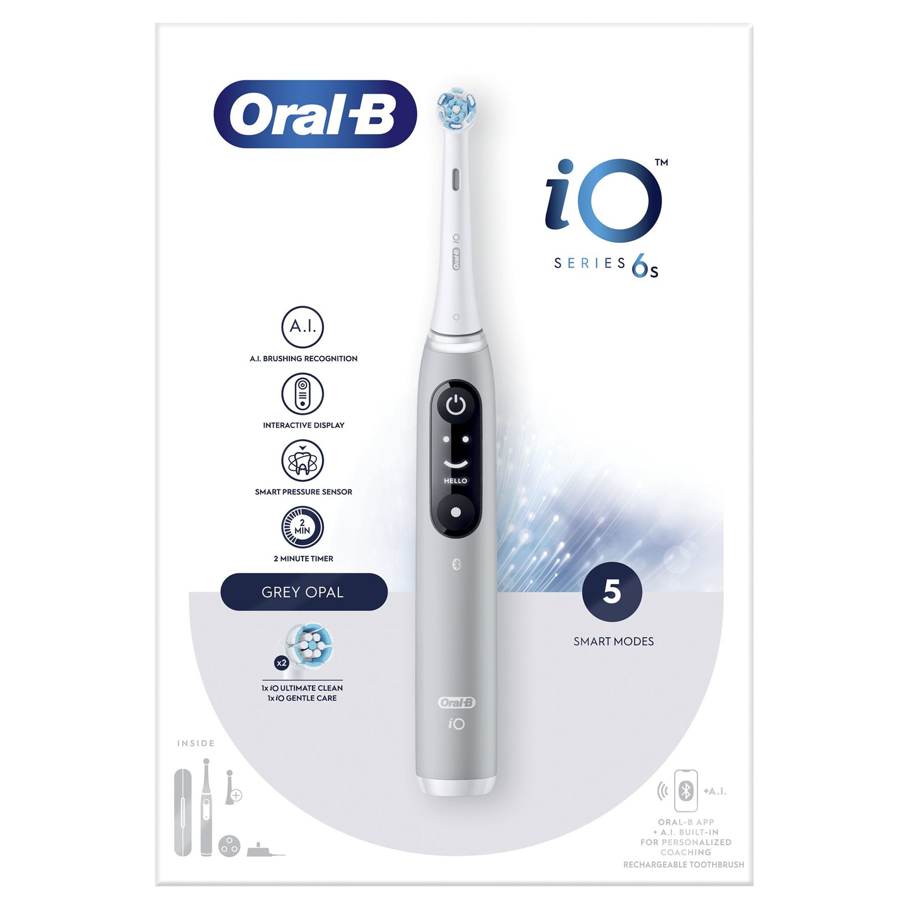Cepillo Dental Oral-B Io Serie 6S/ Incluye 2 Recambios/ Gris