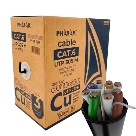 Bobina De Cable Rj45 Utp Phasak Phr 669 Cat.6/ 305M/ Gris