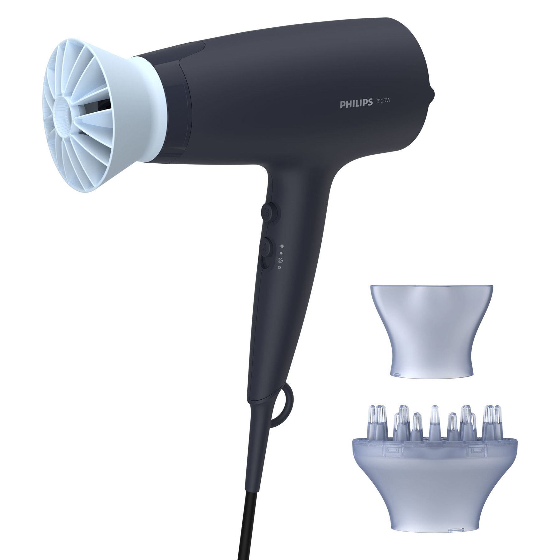 Secador Philips 3000 Series Bhd360/ 2100 W/ Iónico/ Azul/ 3 Accesorios