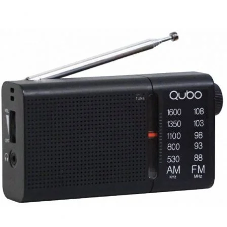 Radio Portátil Qubo Rs-2/ Con Cable/ A Pilas/ Negra