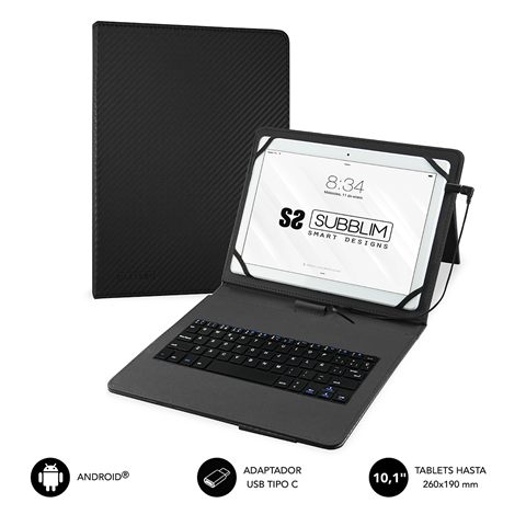 Funda Con Teclado Subblim Keytab Pro Usb Para Tablets De 10.1"-11"/ Negra