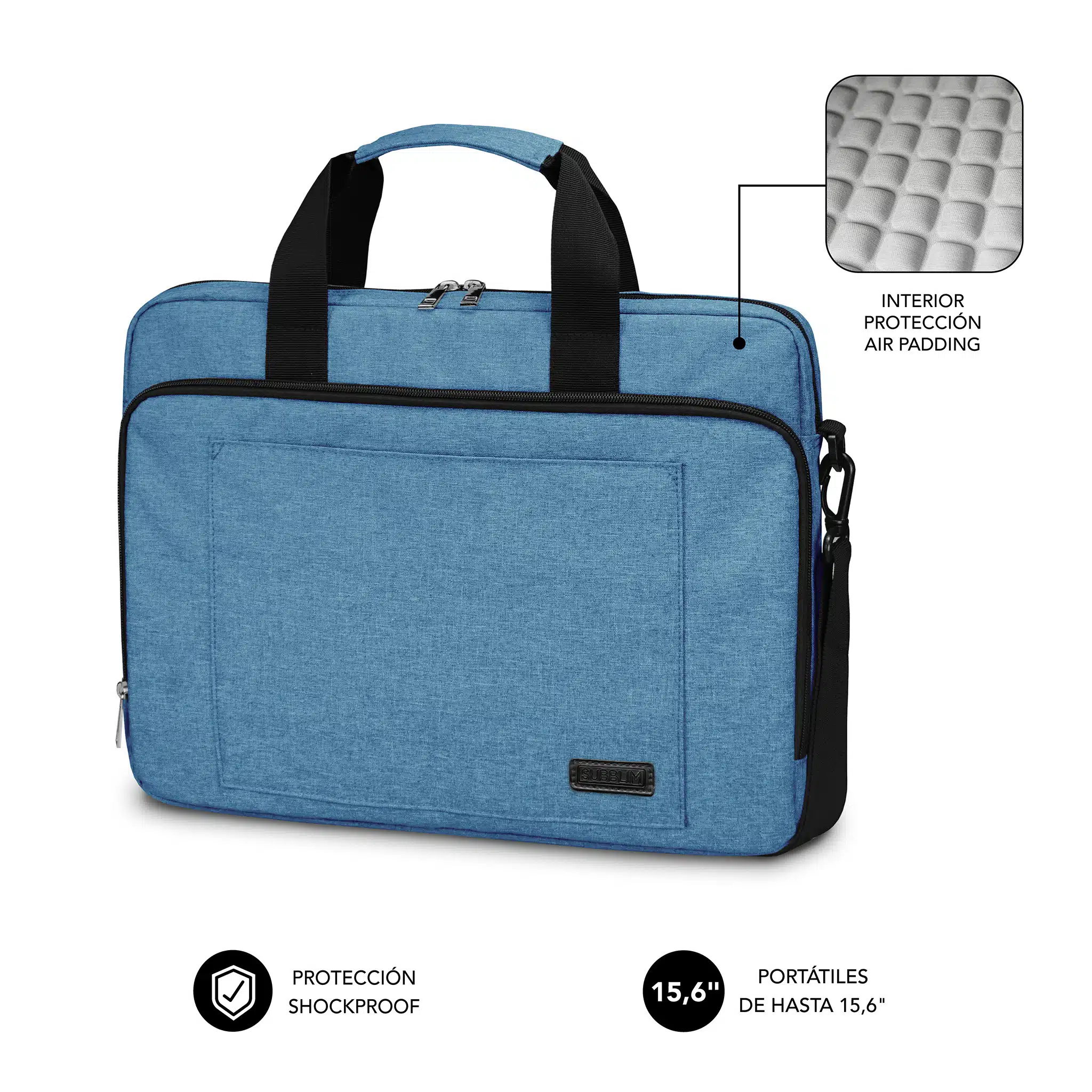 Mochila Subblim Air Padding Laptop Bag Para Portátiles Hasta 15.6"/ Azul