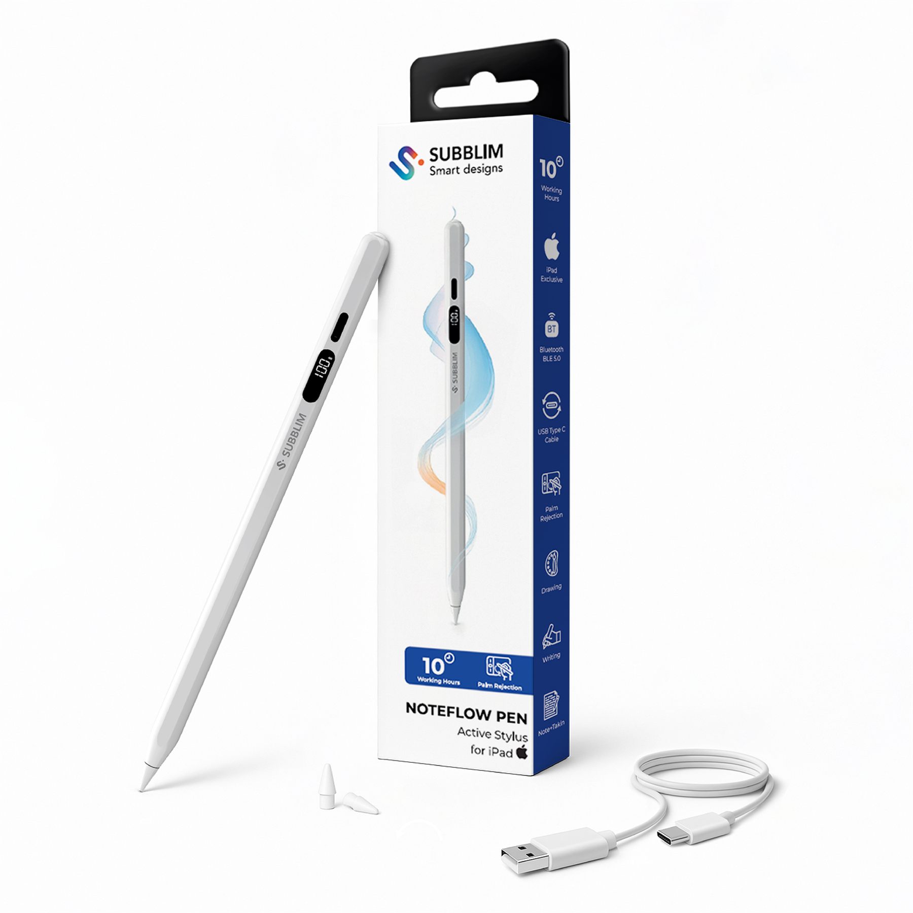 Lápiz Electrónico Subblim Noteflow Pen Para Ipad/ Blanco