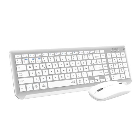Teclado Y Ratón Inalámbrico Subblim Combo Dual Prestige Extendido/ Blanco Y Plata