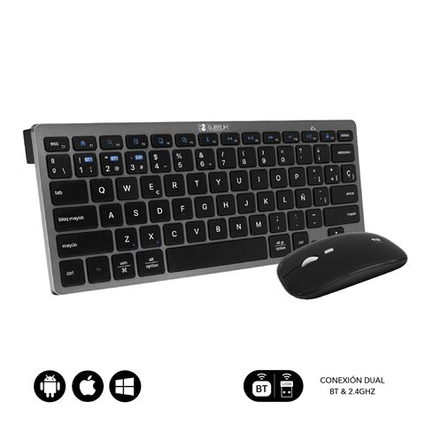 Teclado Y Ratón Inalámbrico Subblim Oco020 Combo Multidispositivo Compacto/ Gris