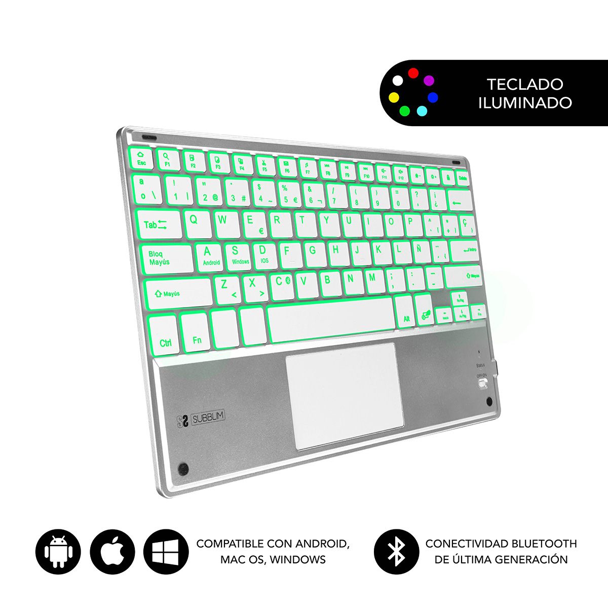 Teclado Compacto Inalámbrico Subblim Smbt50/ Plata