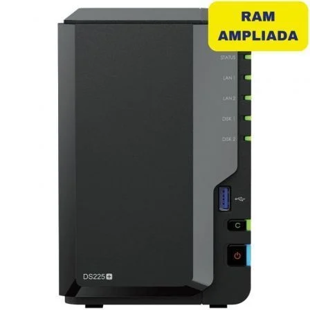 Nas Synology Diskstation Ds225+/ 2 Bahías 3.5"- 2.5"/ 6 GB DDR4/ Formato Torre