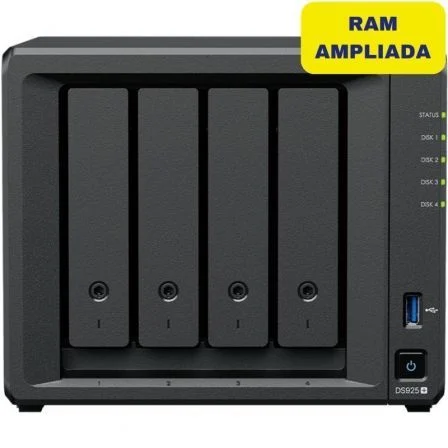 Nas Synology Diskstation Ds925+/ 4 Bahías 3.5"- 2.5"/ 8 GB DDR4/ Formato Torre