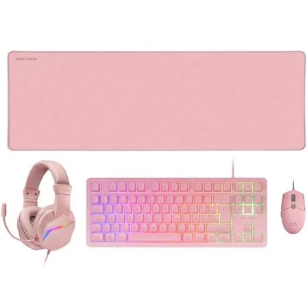 Pack Gaming Mars Gaming Mcp-Rgb3p/ Teclado Rgb + Ratón Óptico + Alfombrilla Xxl + Auriculares