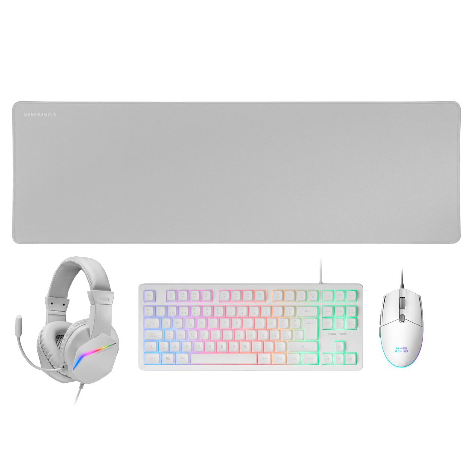 Pack Gaming Mars Gaming Mcp-Rgb3 w/ Teclado Rgb + Ratón Óptico + Alfombrilla Xxl + Auriculares