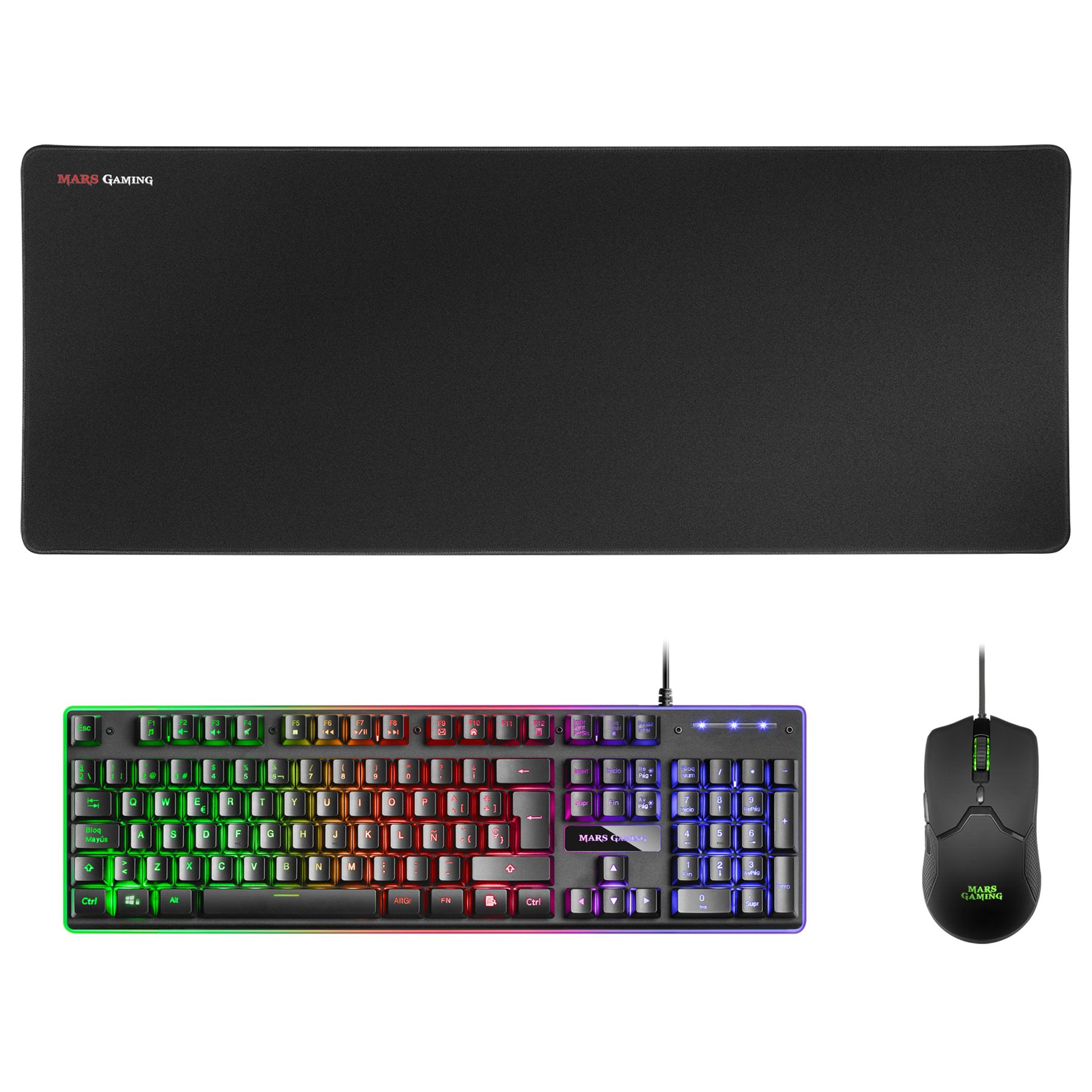 Pack Gaming Mars Gaming Mcpx/ Teclado H-Mech + Ratón Óptico + Alfombrilla/ Negro