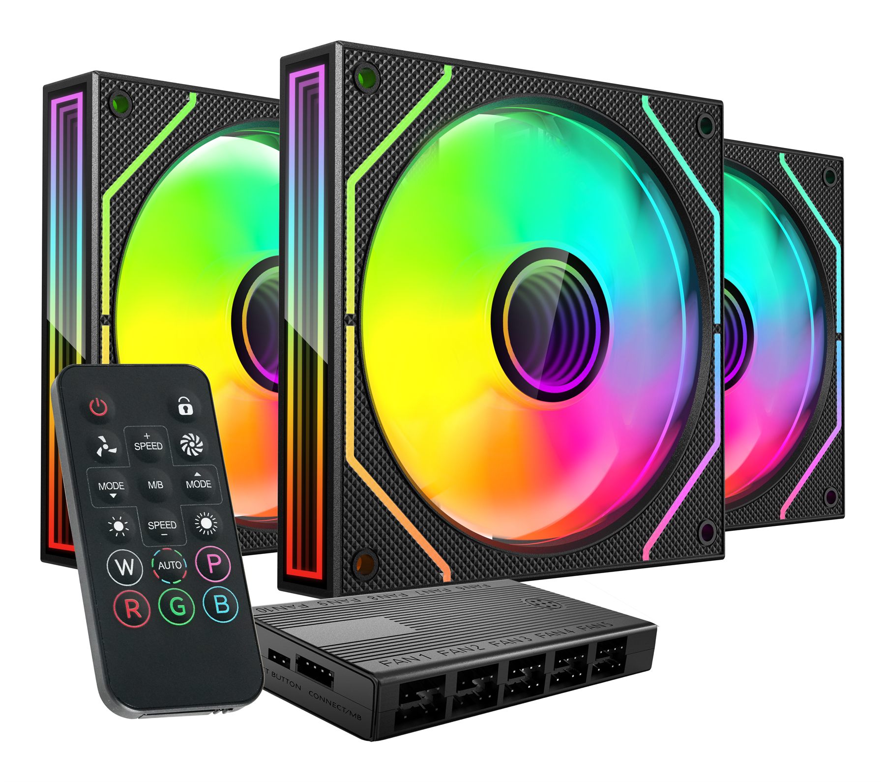 Pack 3 Ventiladores Mars Gaming Mf-3Dprokit/ 12 Cm + Hub + Mando A Distancia/ Argb