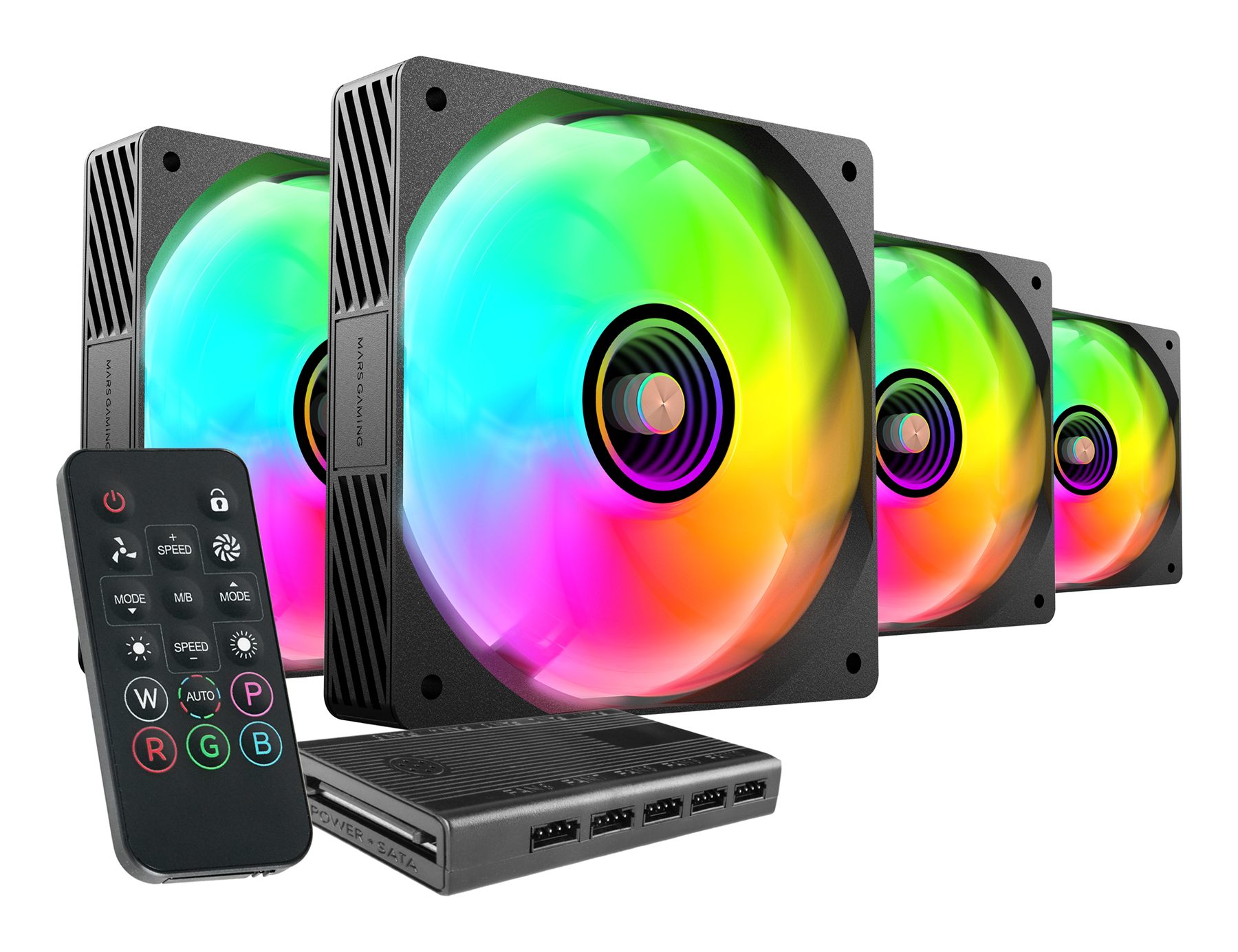 Pack 4 Ventiladores Mars Gaming Mf-Si4kit/ 12 Cm + Hub + Mando A Distancia/ Argb