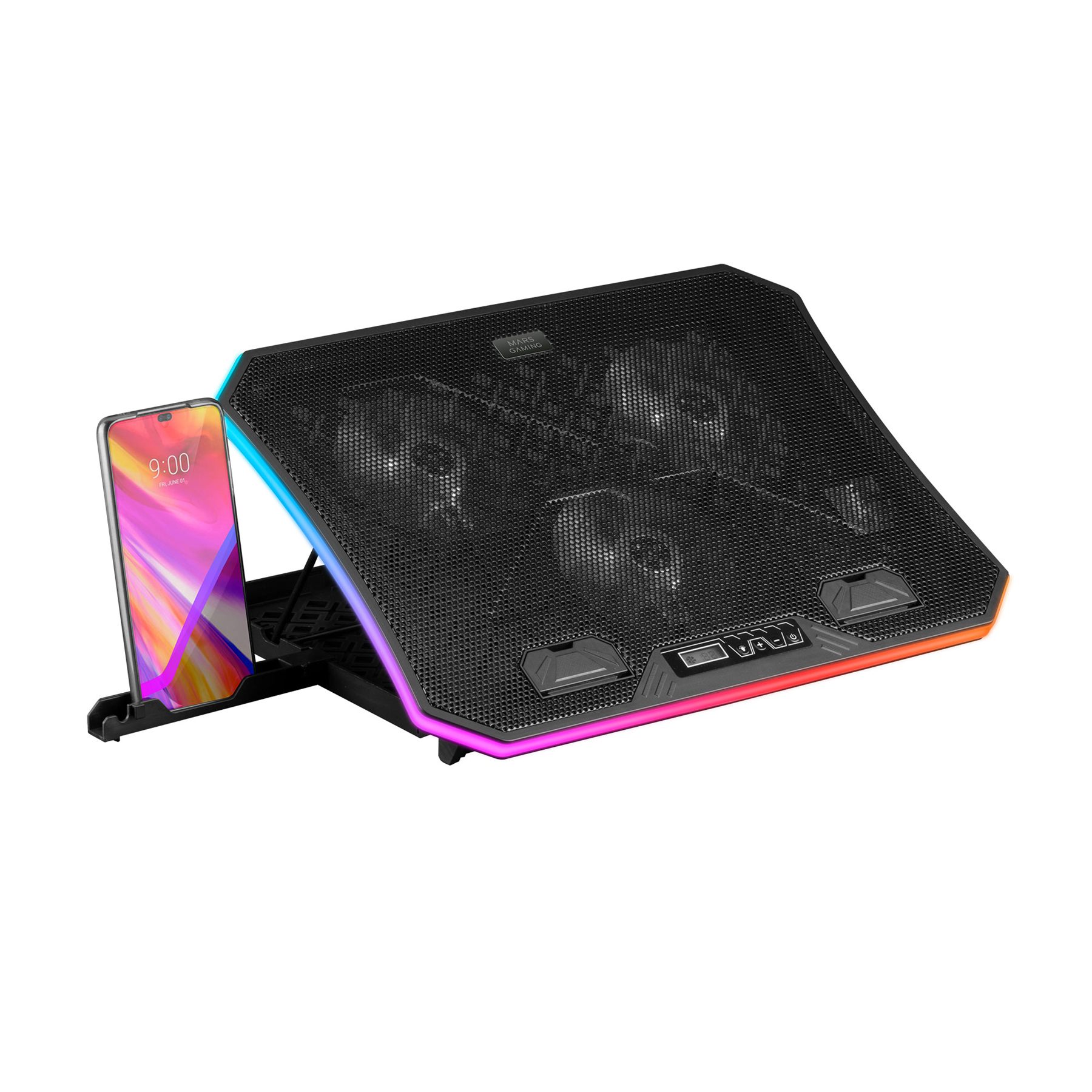 Soporte Refrigerante Mars Gaming Mnbc6 Para Portátiles Hasta 19"/ Iluminación Led
