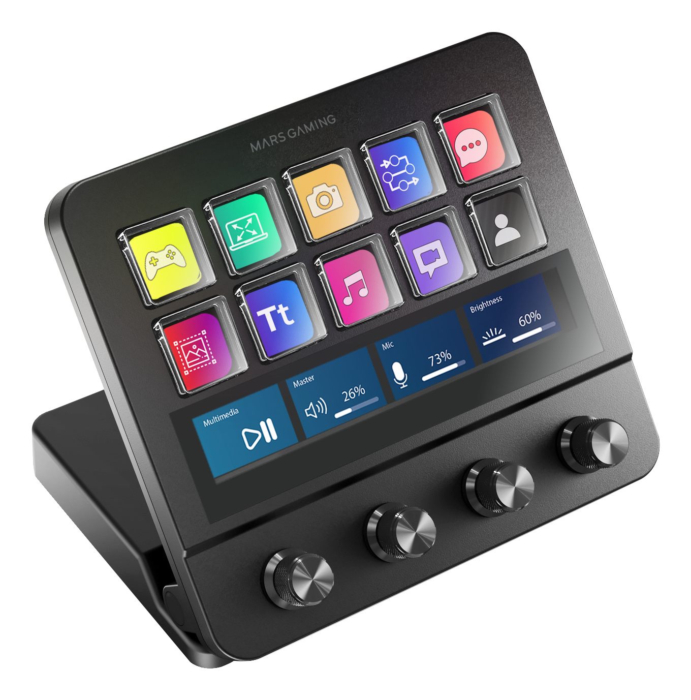 Stream Deck Mars Gaming Msd-Pro/ 10 Teclas Lcd + 4 Diales Personalizables/ Negro