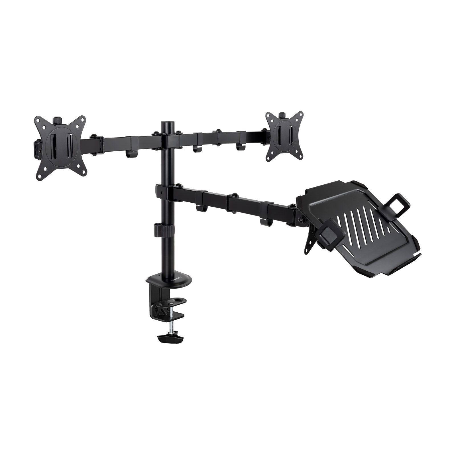 Soporte De Mesa Para 2 Monitores Y 1 Portátil Tooq Db1202tn-B/ Giratorio/ Inclinable/ Hasta 9Kg
