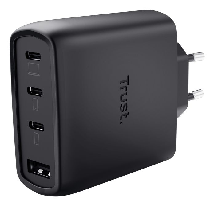 Cargador De Pared Gan Trust Maxo 65 W 26067/ 3Xusb Tipo-C/ 1Xusb/ Incluye Cable USB Tipo-C/ 65 W