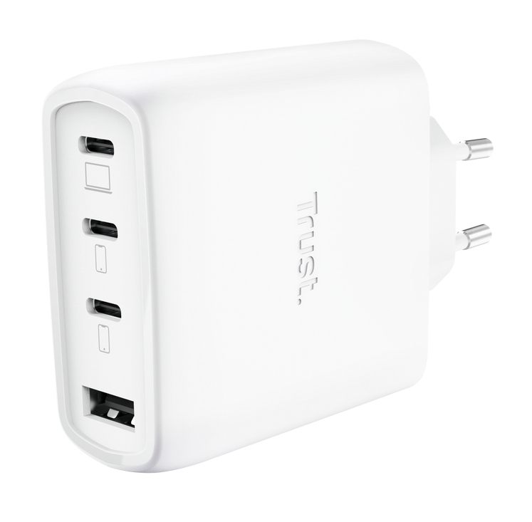 Cargador De Pared Gan Trust Maxo 65 W 26068/ 3Xusb Tipo-C/ 1Xusb/ Incluye Cable USB Tipo-C/ 65 W