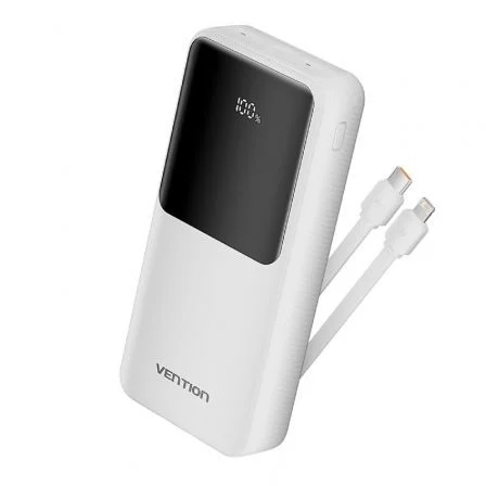 Powerbank 20000Mah Vention Fhpw0/ 22.5W/ Blanca/ Incluye Cable Usb Tipo-C Y Lightning