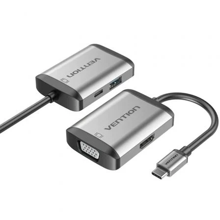Conversor Vention Tfahb/ 1Xusb/ 1Xhdmi/ 1Xvga/ 1Xusb Tipo-C Pd/ Gris
