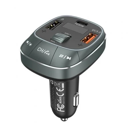 Transmisor Fm/ Mp3/ Bluetooth Vention Fflb0/ 1Xusb-Tipo C/ 2Xusb/ 30W