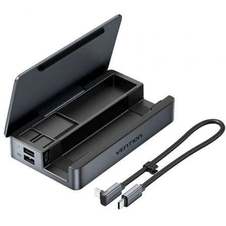 Docking Usb Tipo-C Para Steam Deck / Switch Vention Tpzh0/ 2Xhdmi 4K/ 3Xusb/ 1Xusb Tipo-C/ 1Xusb Tipo-C Pd/ 1Xrj45/ 1Xlector Tarjetas/ Gris