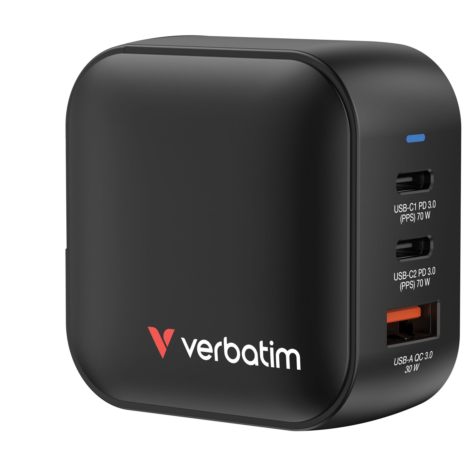 Cargador De Pared Universal Gan Para Viaje Verbatim Mini Gan Wall Charger/ 2Xusb Tipo-C/ 1Xusb/ 70 W