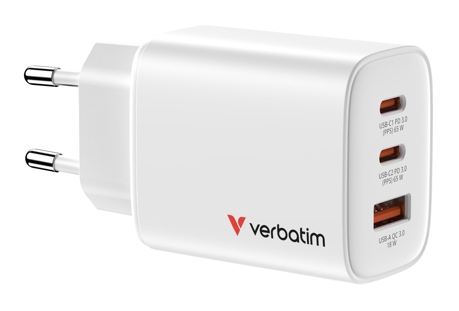 Cargador De Pared Gan Verbatim Essentials/ 2Xusb Tipo-C/ 1Xusb/ 65 W
