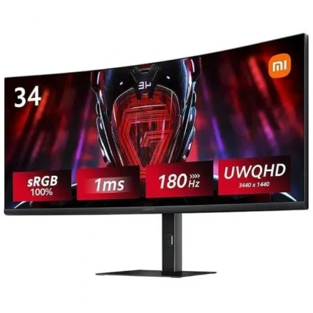 Monitor Gaming Curvo Xiaomi Curved Gaming Monitor G34wqi 34"/ WQHD/ 1Ms/ 180Hz/ Negro