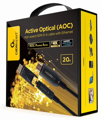 Gembird CCAP-HDMIDD-AOC-30M Cable Hdmi D-A De Alta Velocidad Óptico Activo (Aoc) Con Ethernet ''Aoc Armored Series'', 10 M