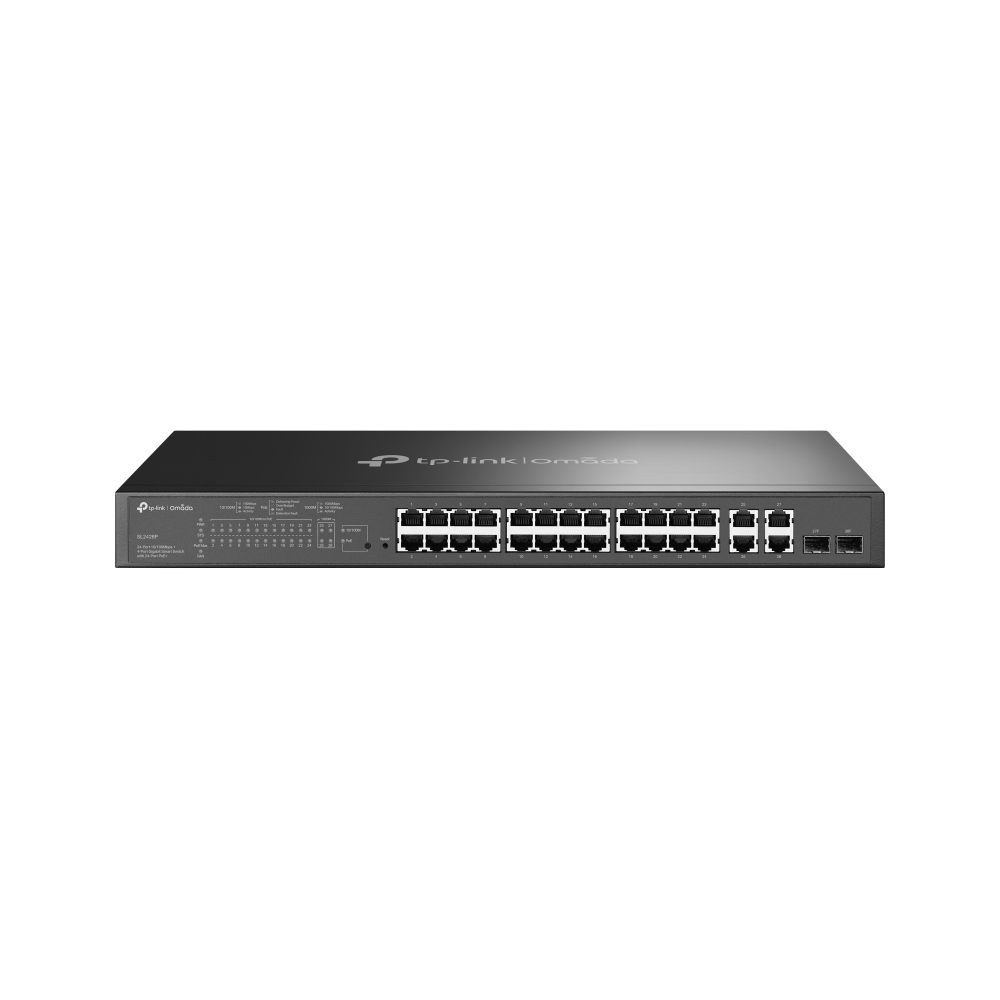 Tp Link SL2428P 24× 10/100 Mbps Rj45, 2× 10/100/1000Mbps Rj45, 2× Gigabit Combo Rj45/Sfp, 12.8 Gbps, 8K Mac, 9 Kb Jumbo, 440×180×44