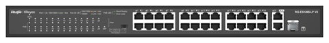 Ruijie Networks RG-ES126S-LP V2 24 X 10/100Base-Tx, 180W, 8.8 Gbps, 6.55 Mpps, 440 × 208 × 44 Mm, 3 Kg